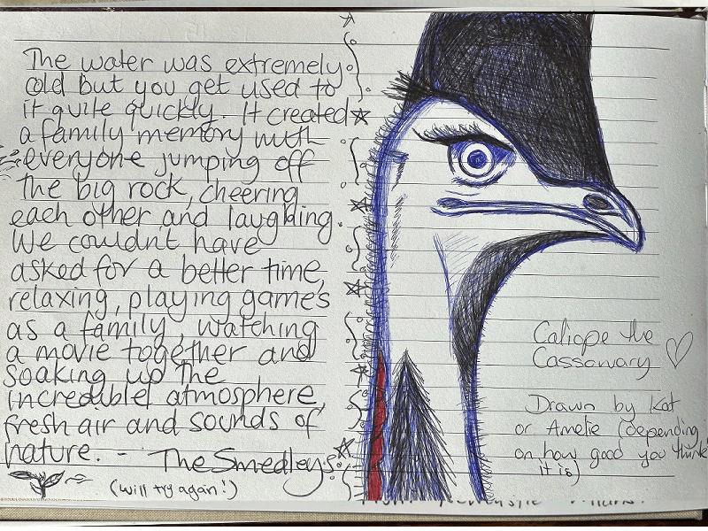 Handwritten customer review from July expressing satisfaction with the Westin king mattresses