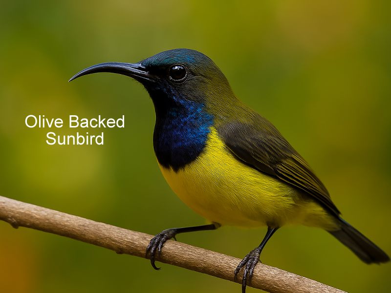 Olive-Backed Sunbird gathering nectar from tropical flowers in the Daintree Secrets gardens